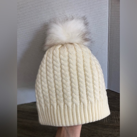 Cream Knit Pom-Pom Winter Hat - Picture 3 of 9
